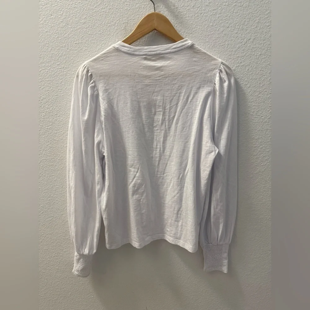 NWT Madewell Smocked Long-Sleeve Top in Soft Slub size Small